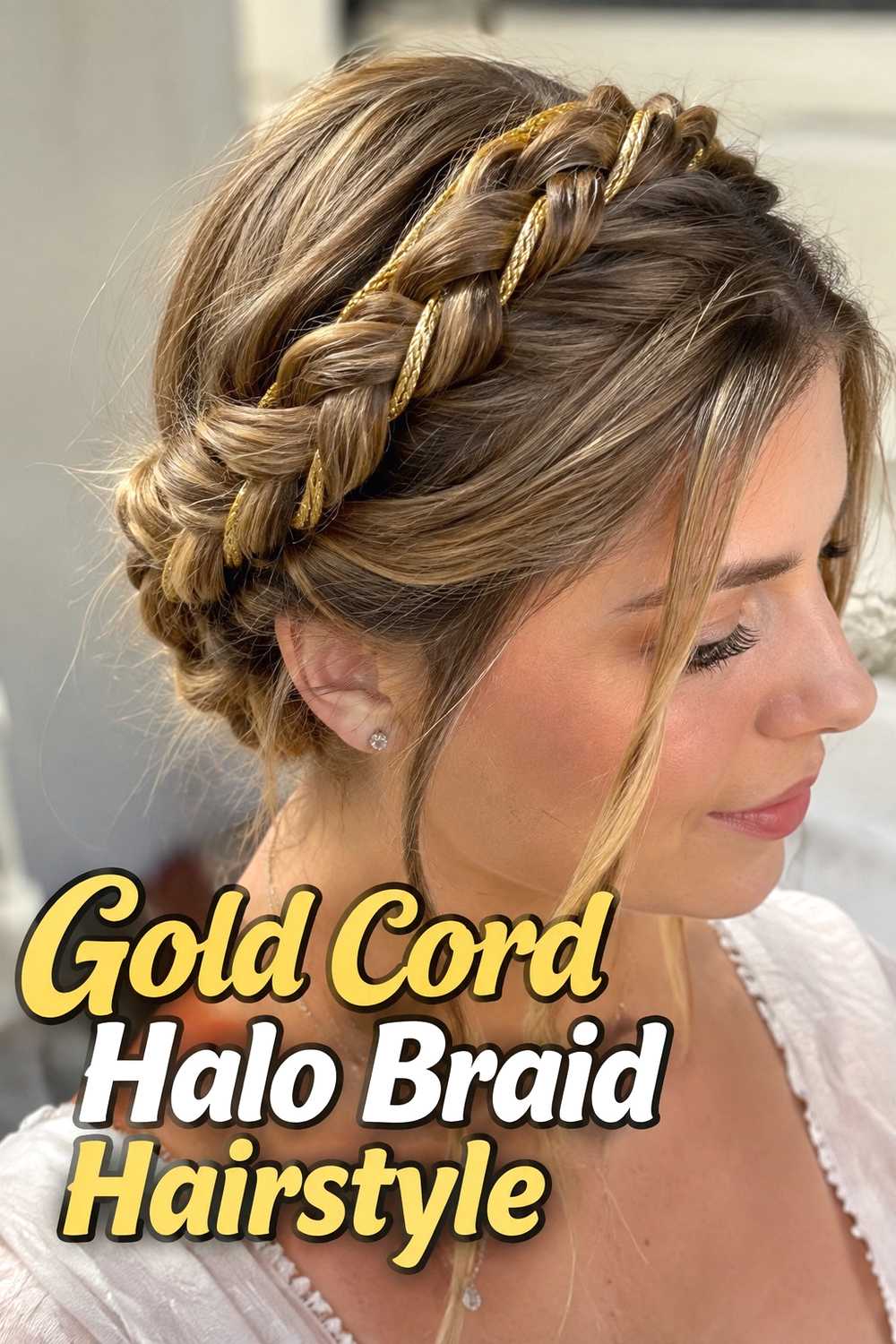 11. Gold Cord Halo Braid Hairstyle