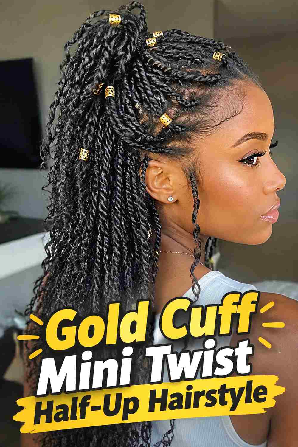 10. Gold Cuff Mini Twist Half Up Hairstyle