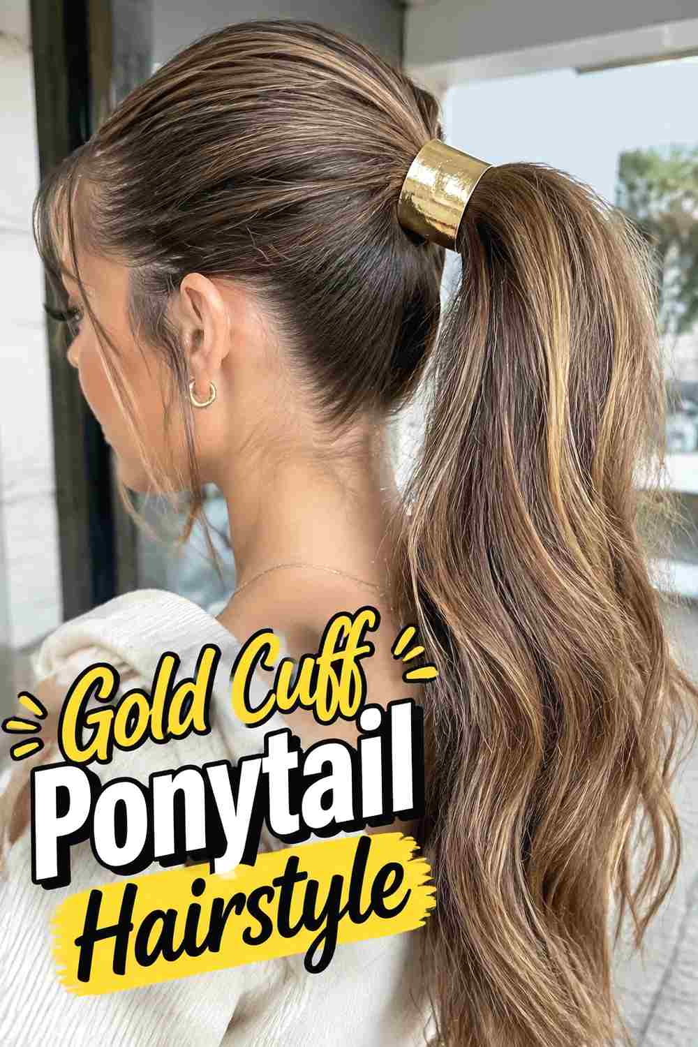 2. Gold Cuff Ponytail Hairstyle