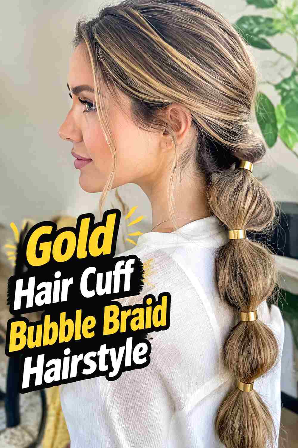 10. Gold Hair Cuff Bubble Braid Hairstyle