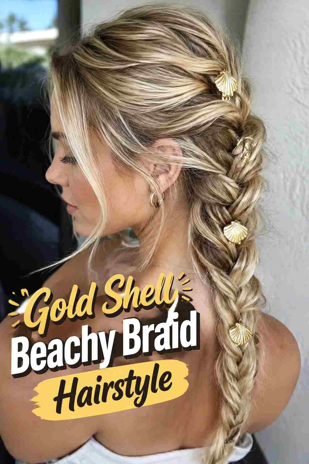 17. Gold Shell Beachy Braid Hairstyle