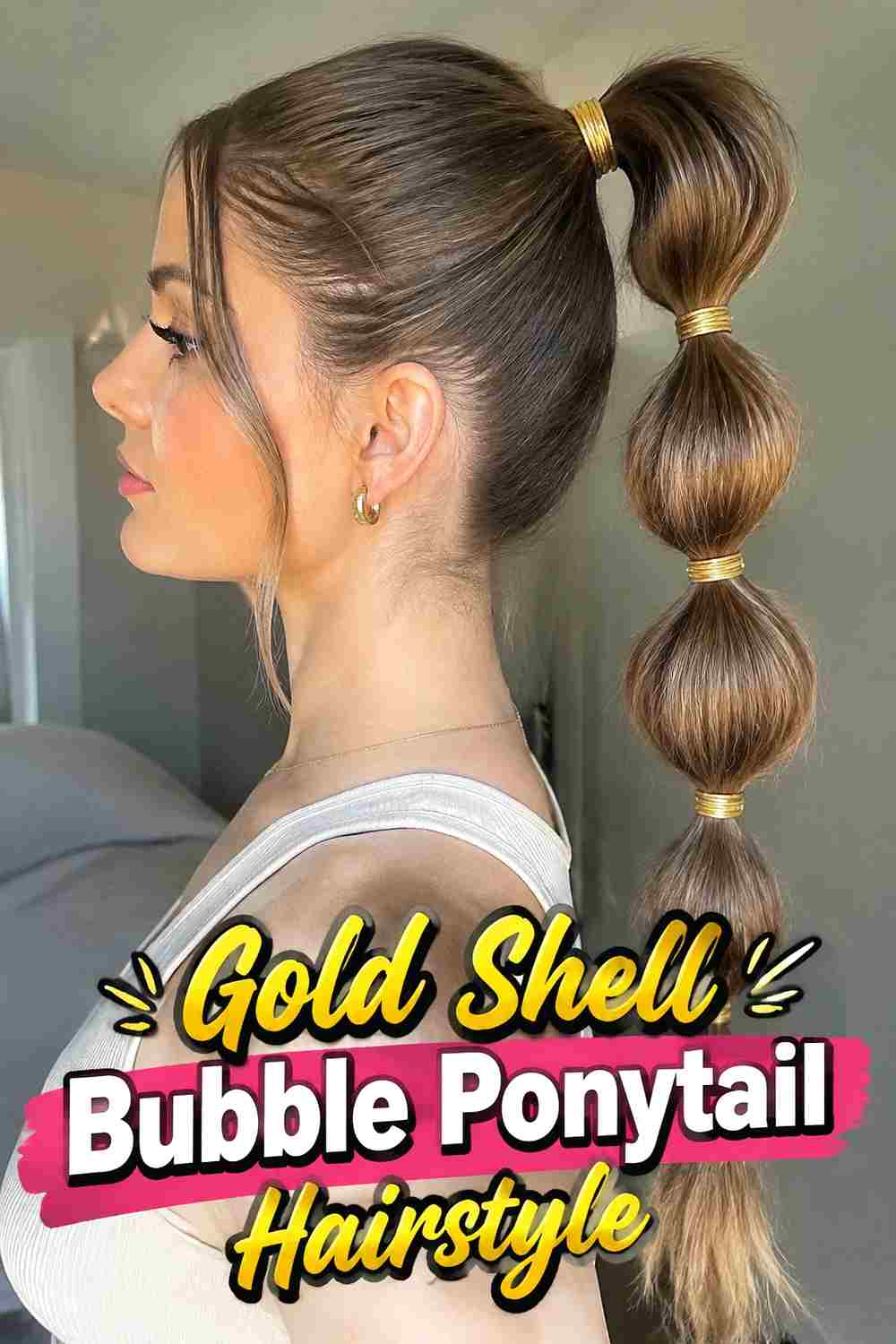 12. Gold Shell Bubble Ponytail Hairstyle