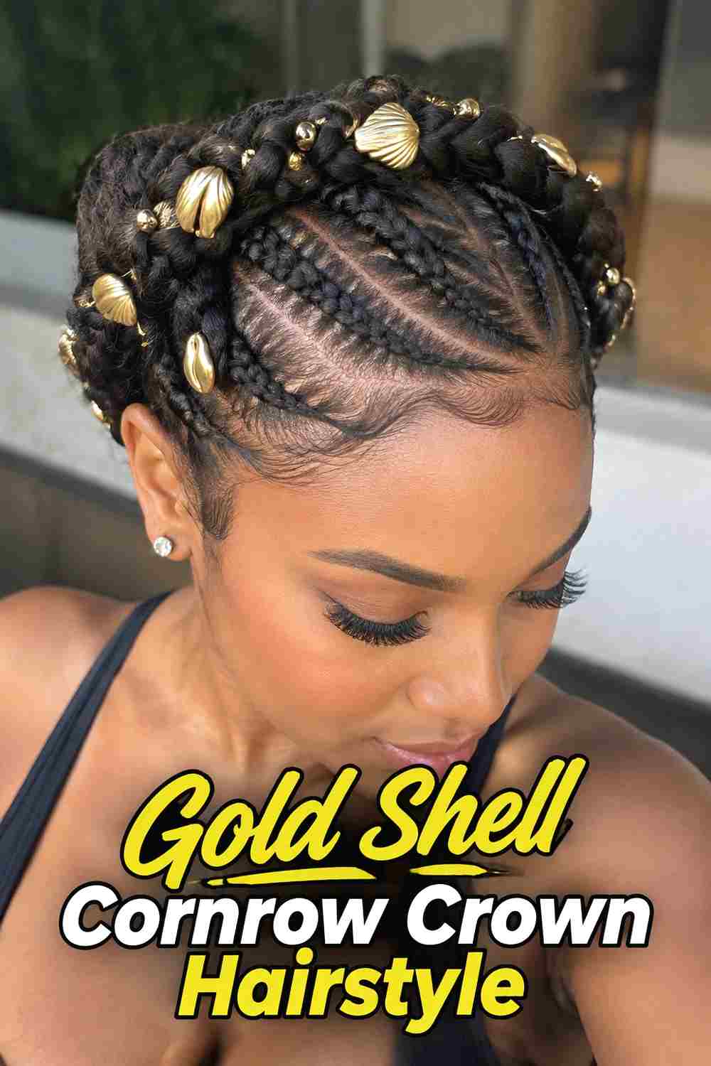 2. Gold Shell Cornrow Crown Hairstyle