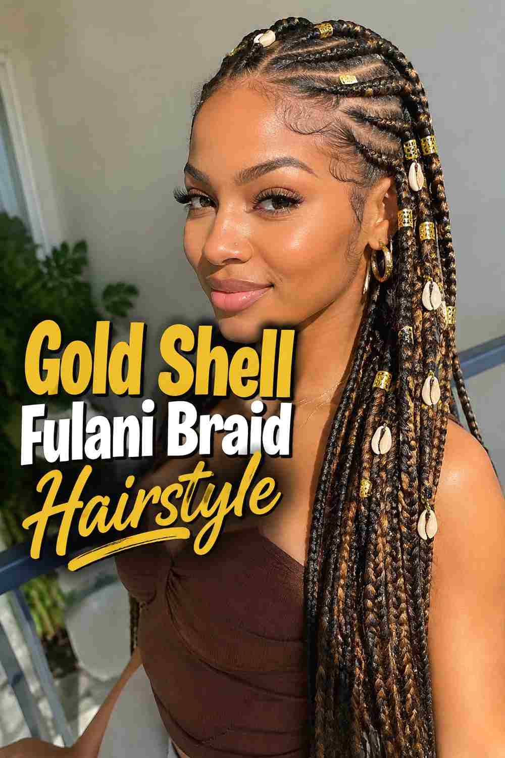 9. Gold Shell Fulani Braid Hairstyle