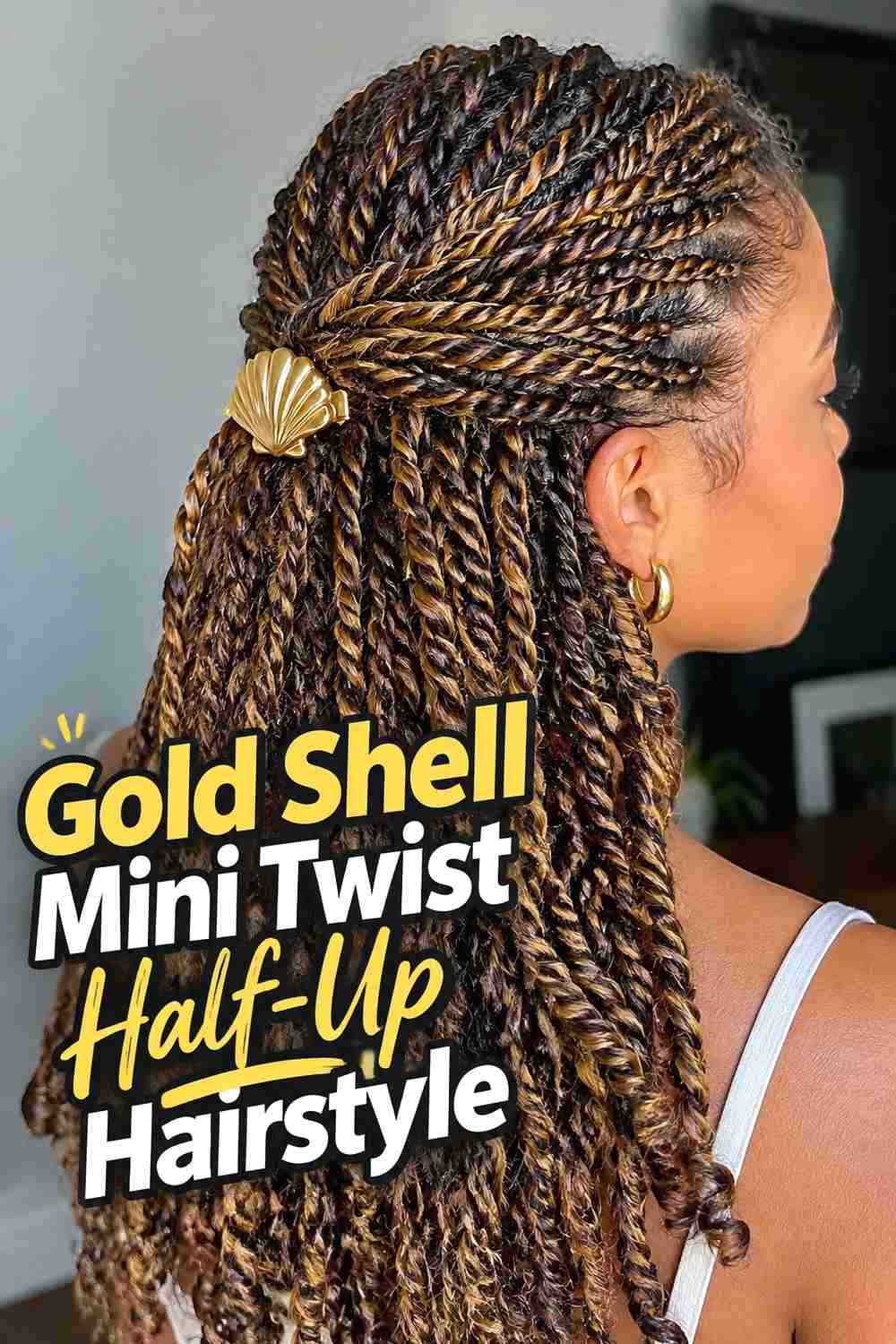 4. Gold Shell Mini Twist Half Up Hairstyle