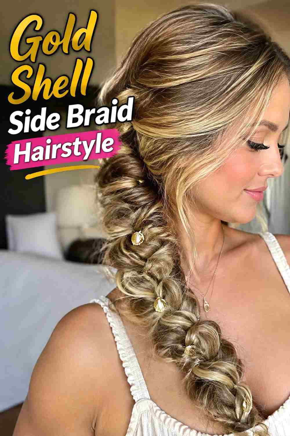8. Gold Shell Side Braid Hairstyle
