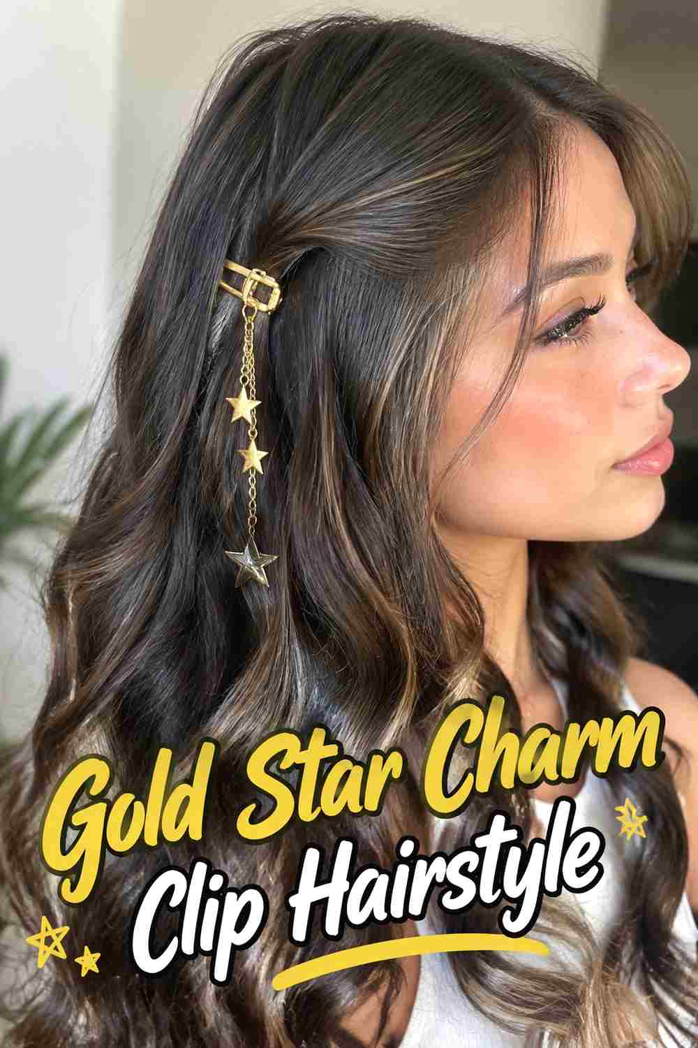 4. Gold Star Charm Clip Hairstyle