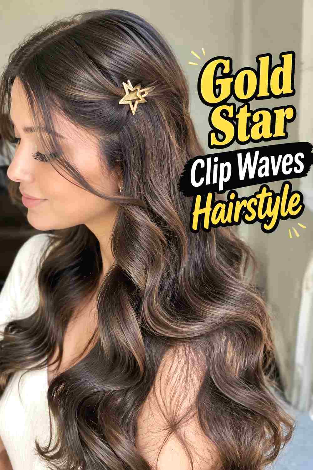 10. Gold Star Clip Waves Hairstyle