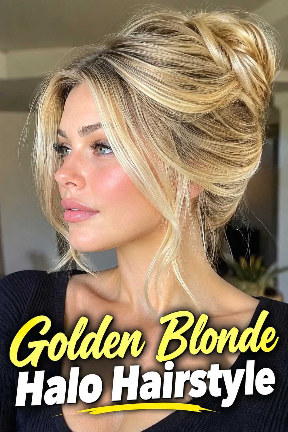 4. Golden Blonde Halo Hairstyle