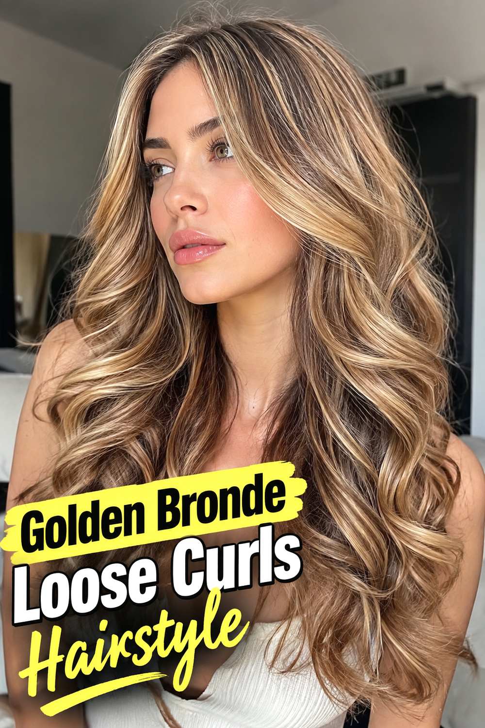 Golden Bronde Loose Curls Hairstyle