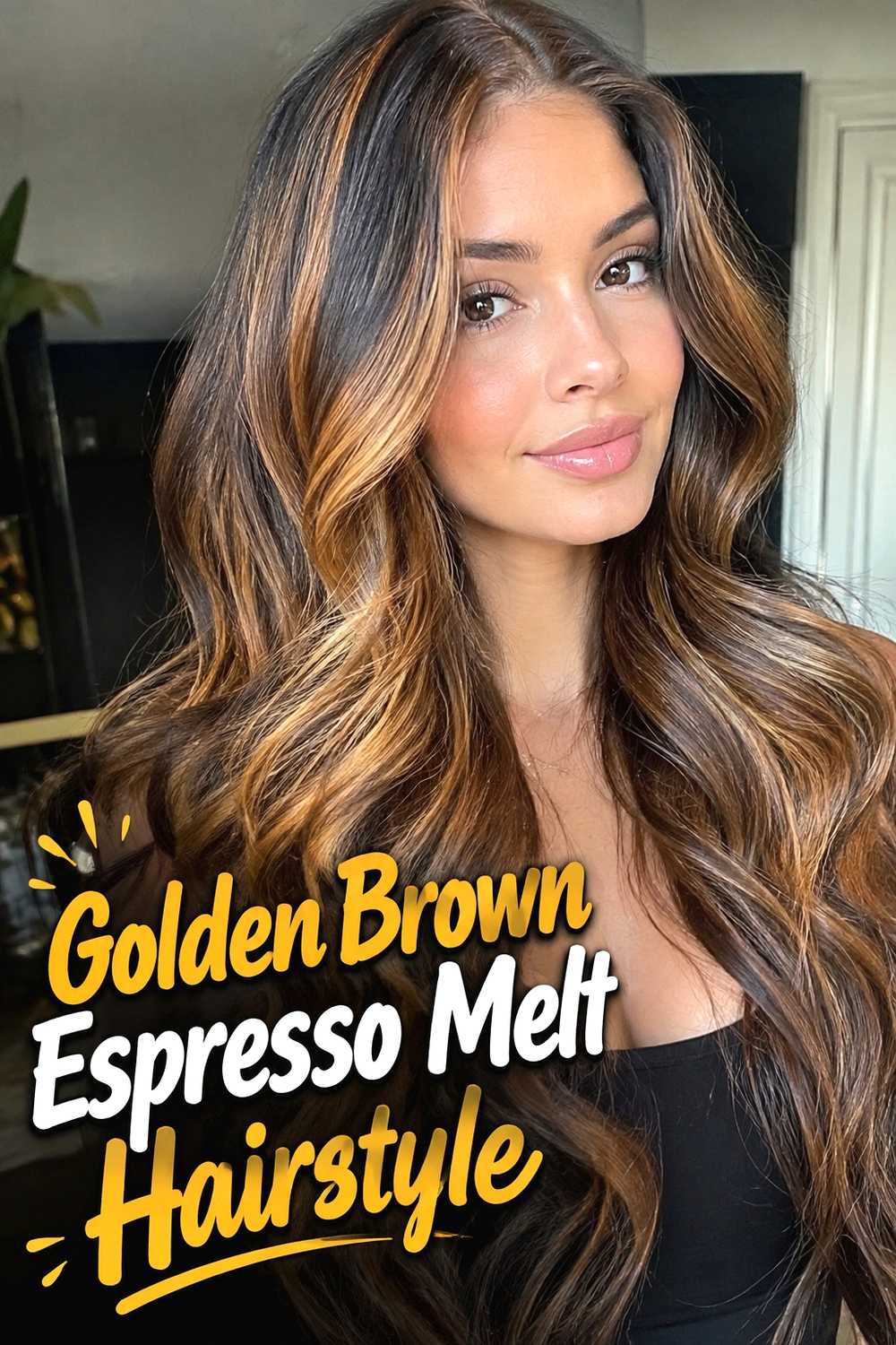 6. Golden Brown Espresso Melt Hairstyle