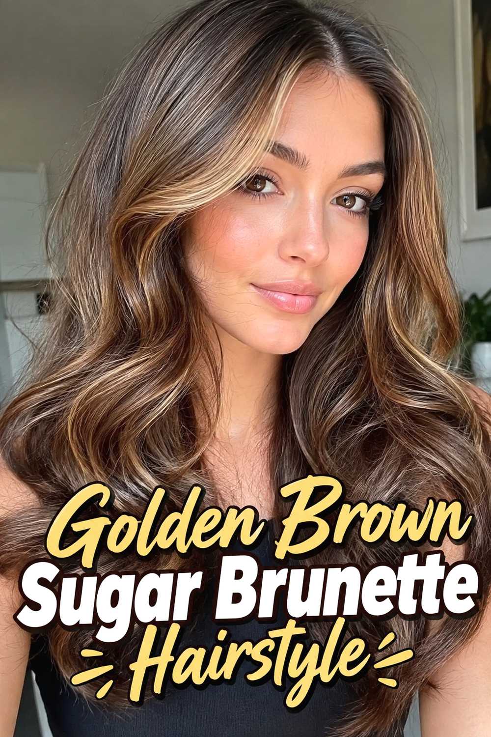 4. Golden Brown Sugar Brunette Hairstyle