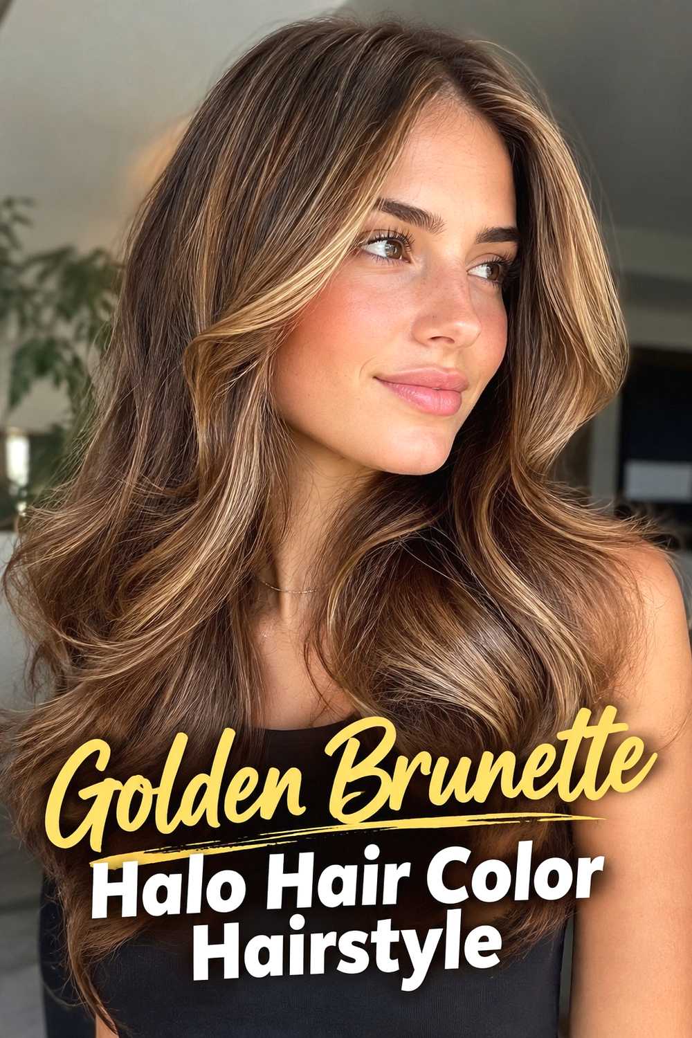 7. Golden Brunette Halo Hair Color Hairstyle