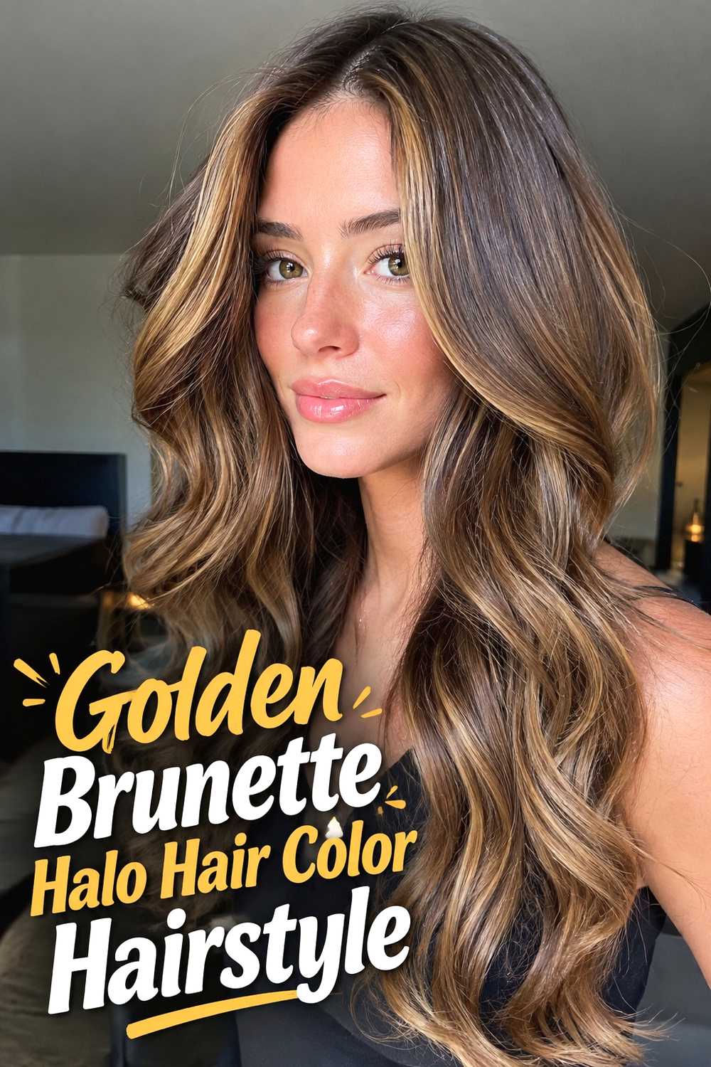 9. Golden Brunette Halo Hair Color Hairstyle