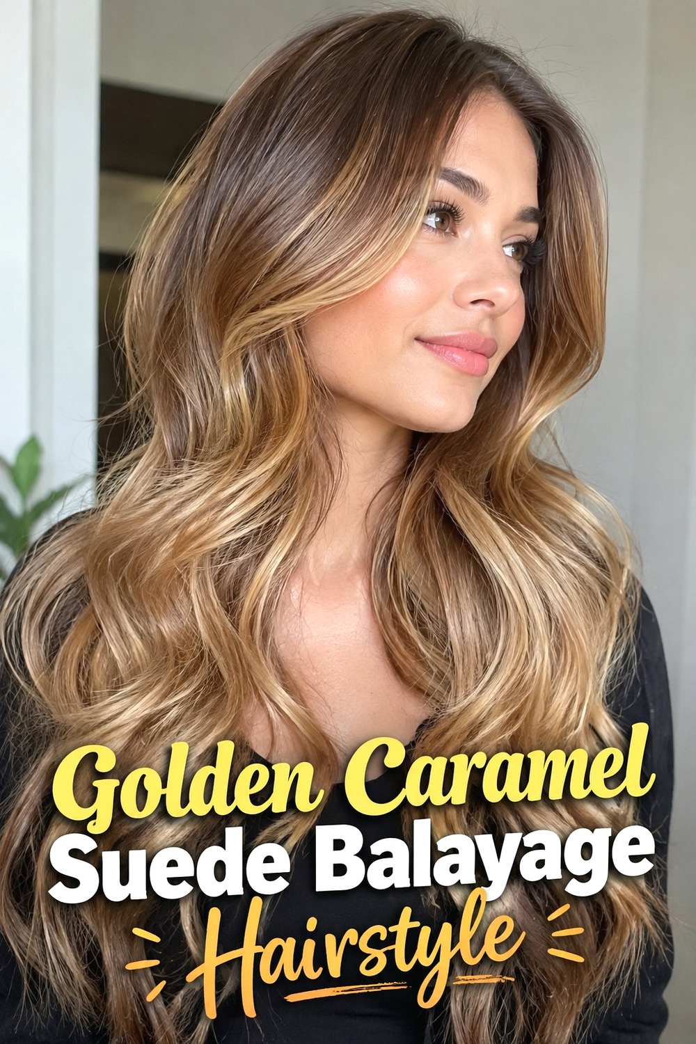 11. Golden Caramel Suede Balayage Hairstyle