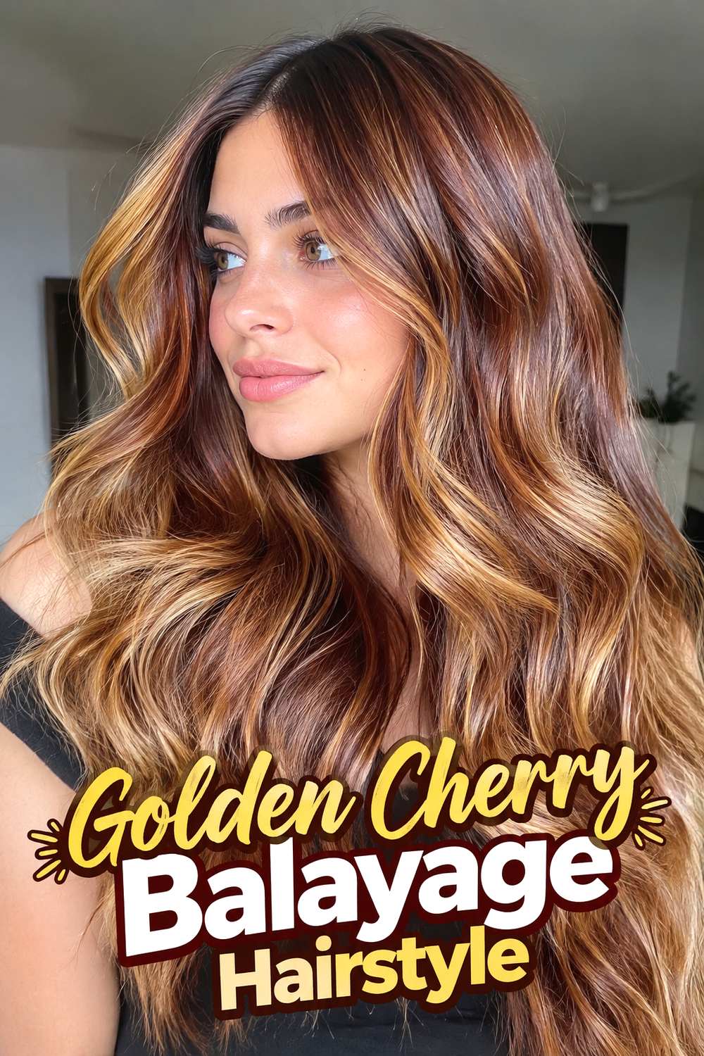 Golden Cherry Balayage Hairstyle