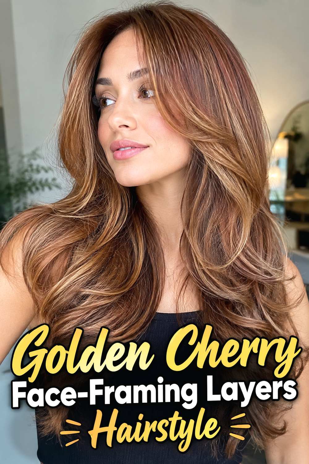 Golden Cherry Face-Framing Layers Hairstyle