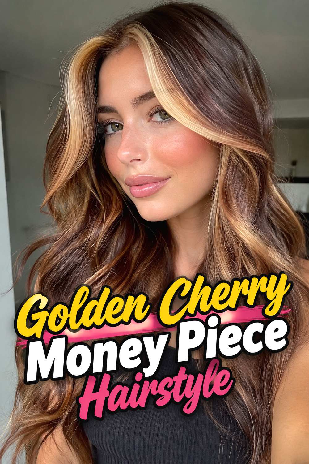 Golden Cherry Money Piece Hairstyle