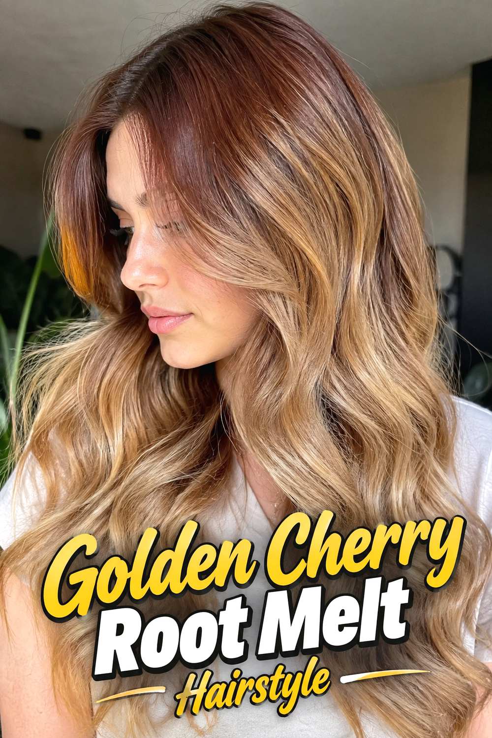 Golden Cherry Root Melt Hairstyle