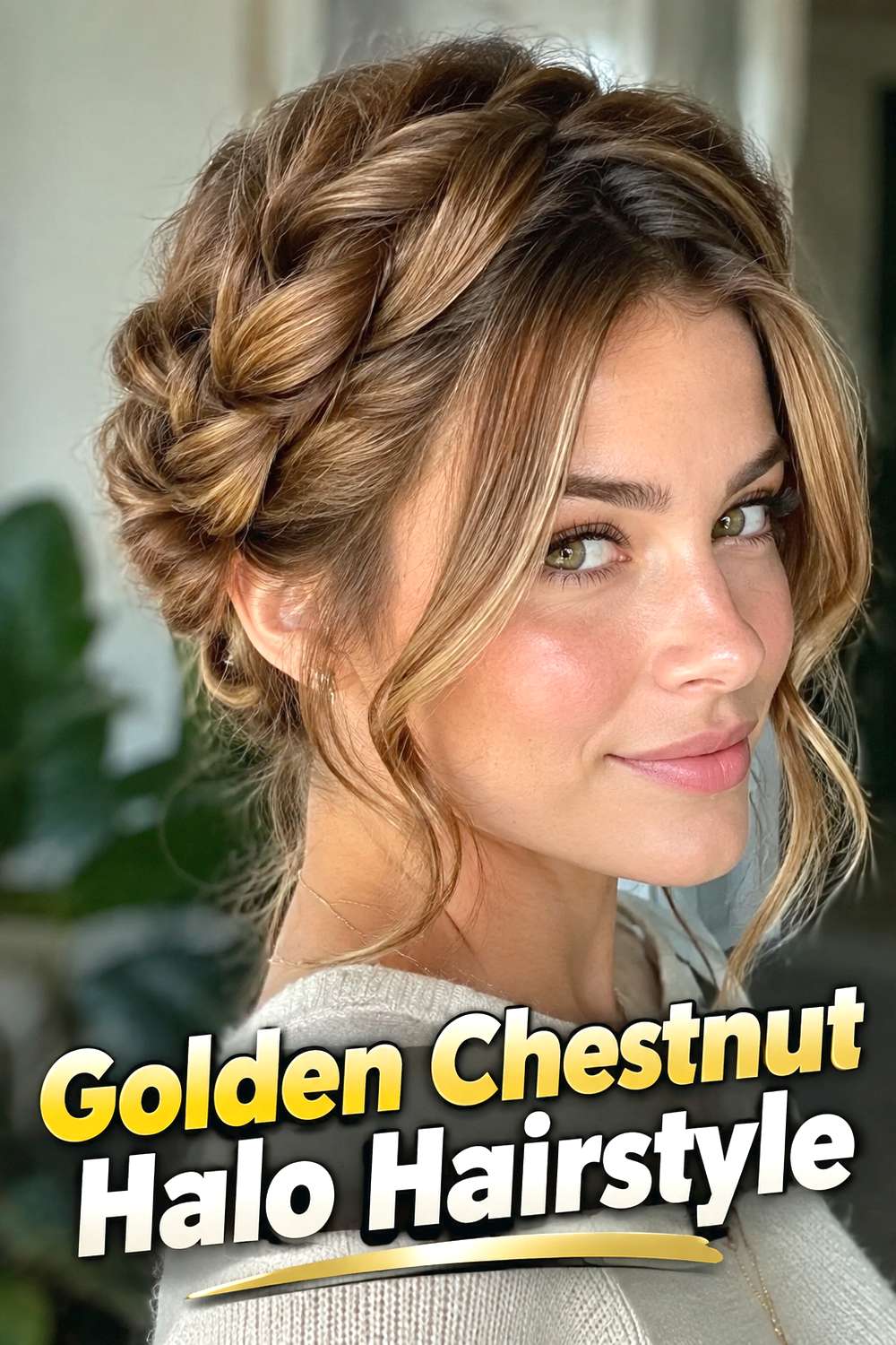 Golden Chestnut Halo Hairstyle