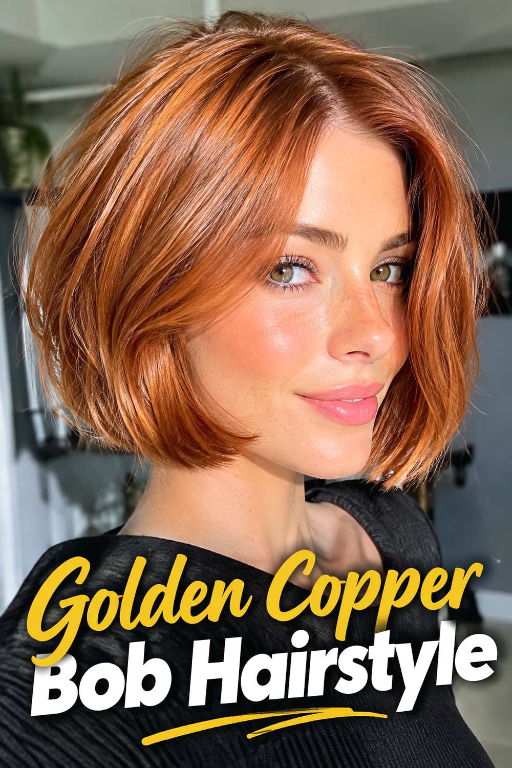 Golden Copper Bob Hairstyle