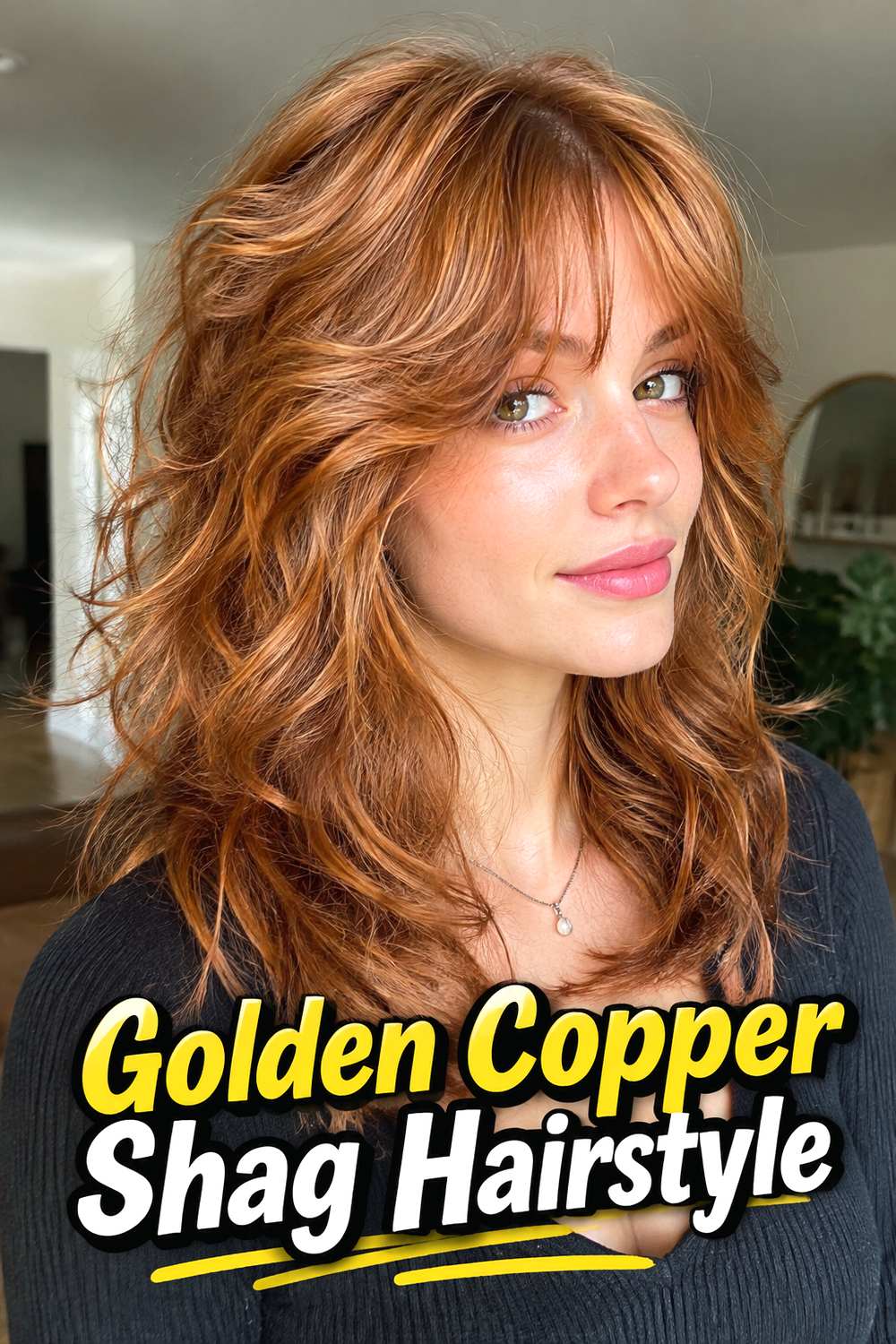 Golden Copper Shag Hairstyle