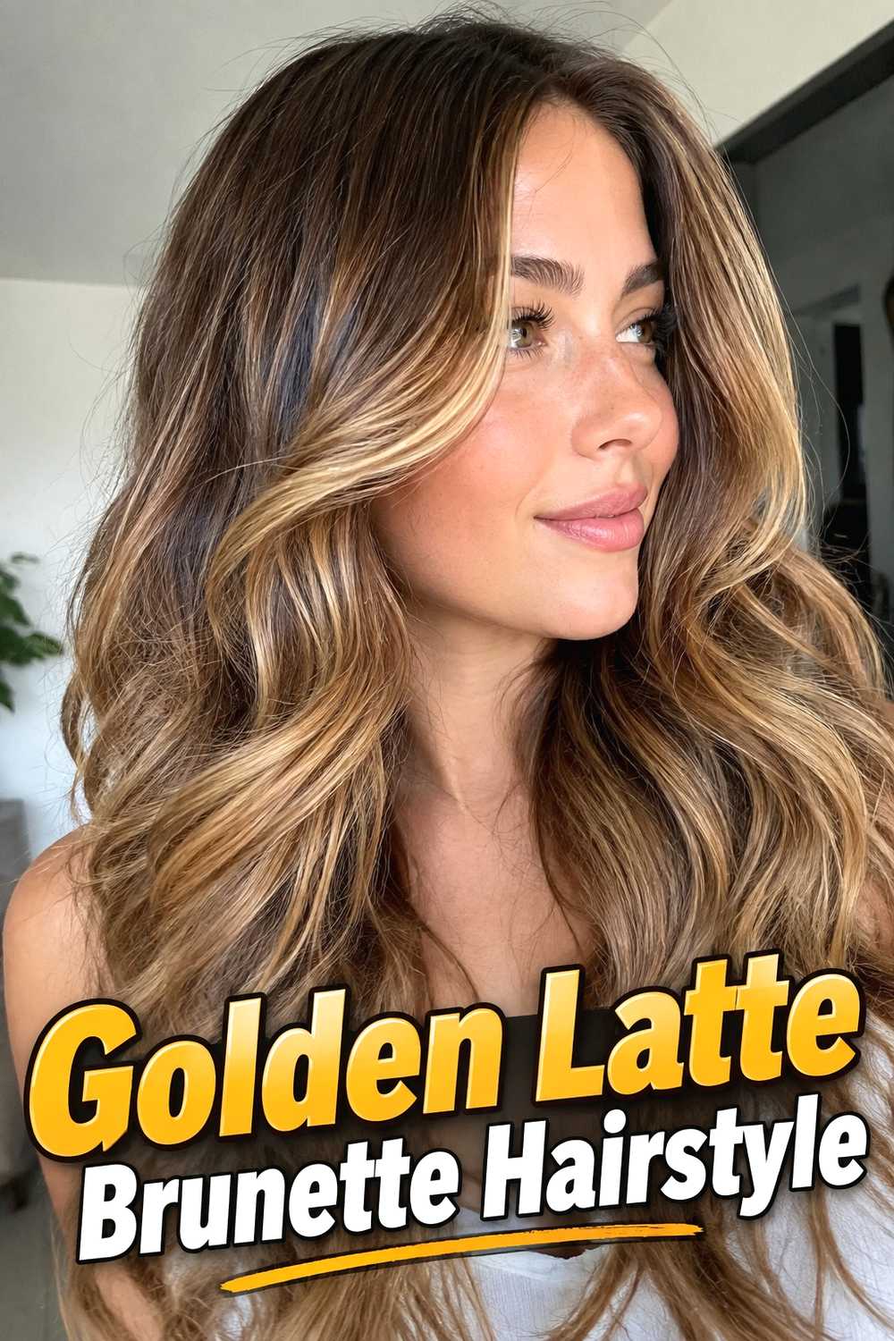 7. Golden Latte Brunette Hairstyle