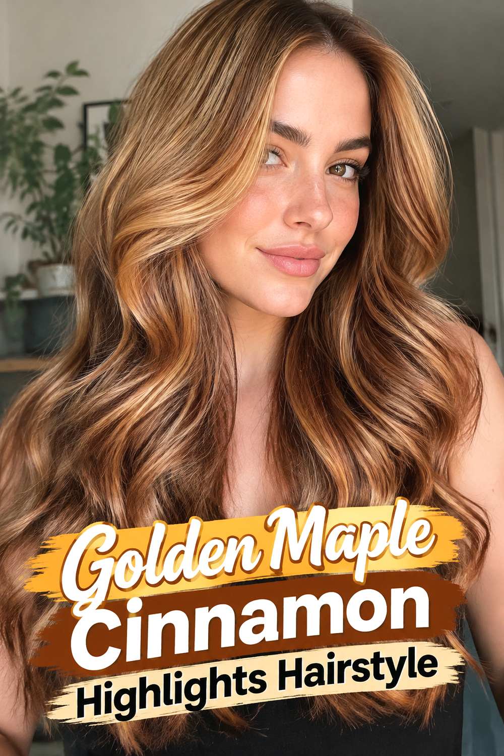 Golden Maple Cinnamon Highlights Hairstyle