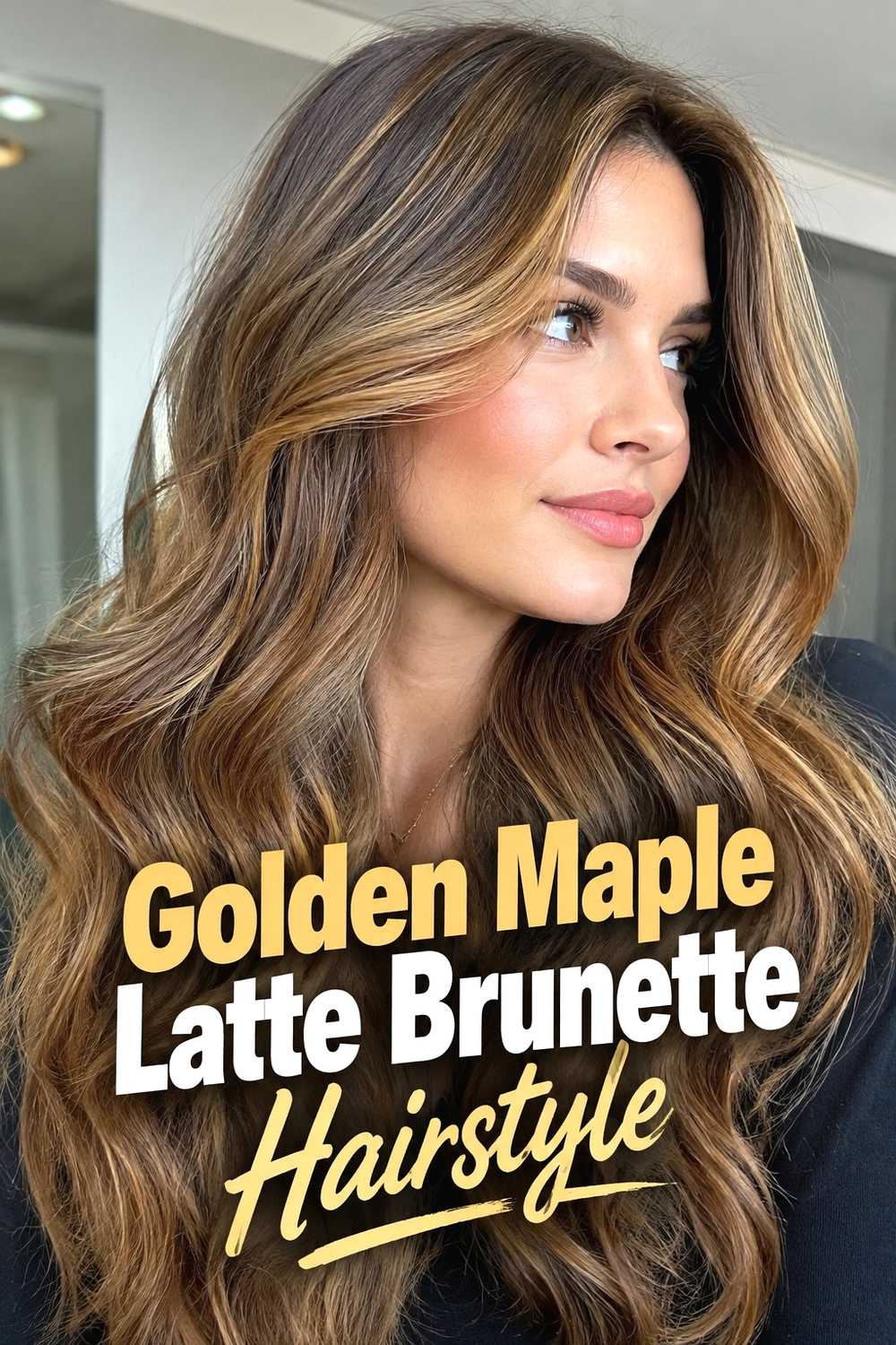 2. Golden Maple Latte Brunette Hairstyle