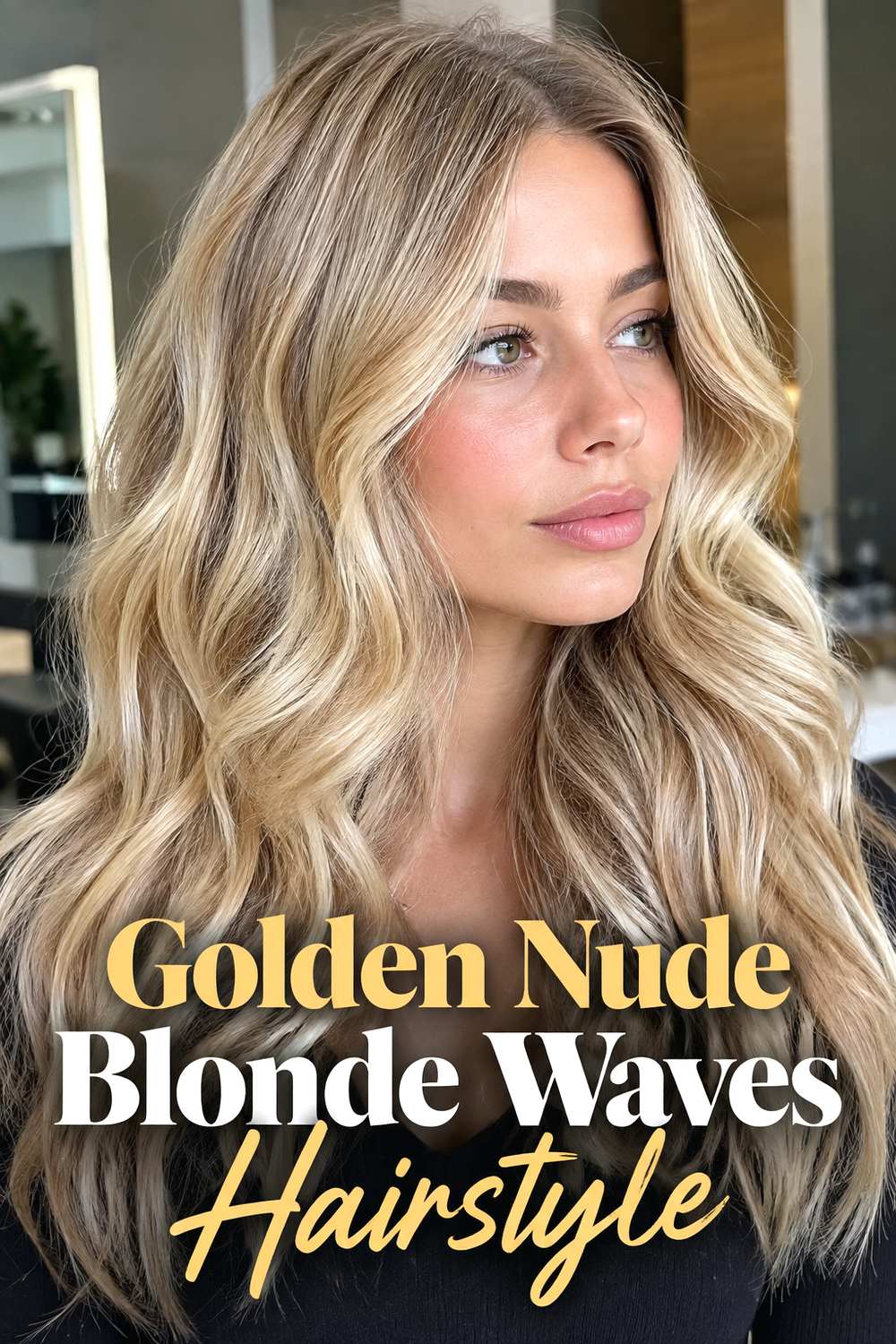 Golden Nude Blonde Waves Hairstyle