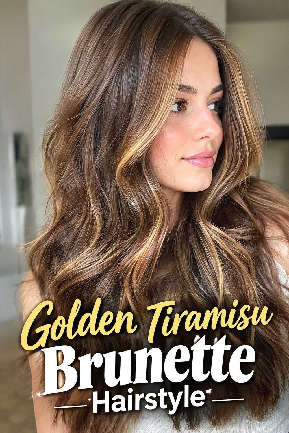 8. Golden Tiramisu Brunette Hairstyle