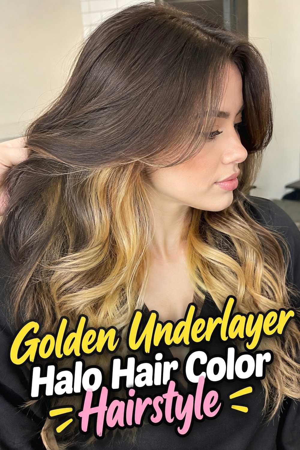 11. Golden Underlayer Halo Hair Color Hairstyle