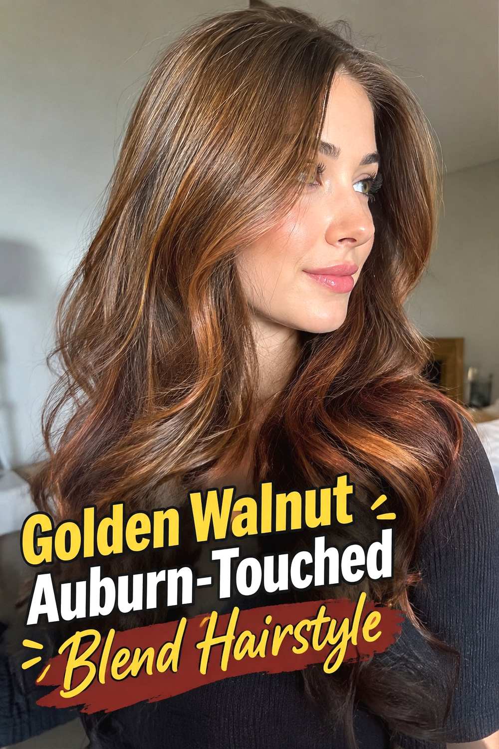 14. Golden Walnut Auburn Touched Blend Hairstyle