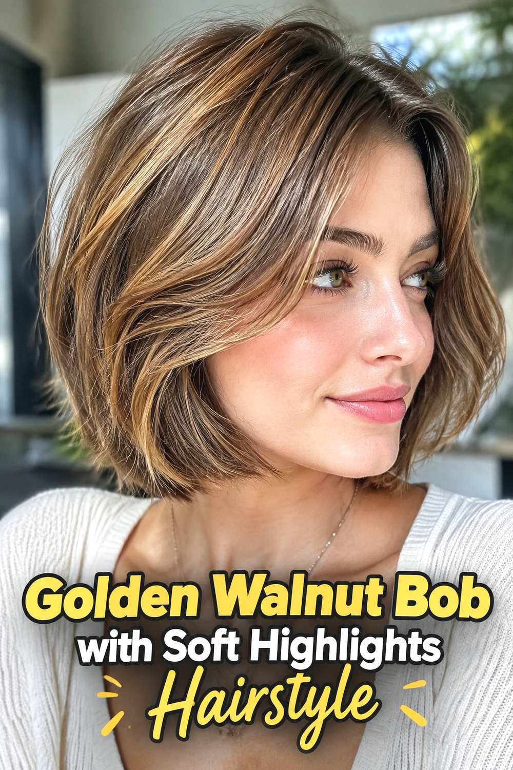 11. Golden Walnut Bob With Soft Highlights Hairstyle