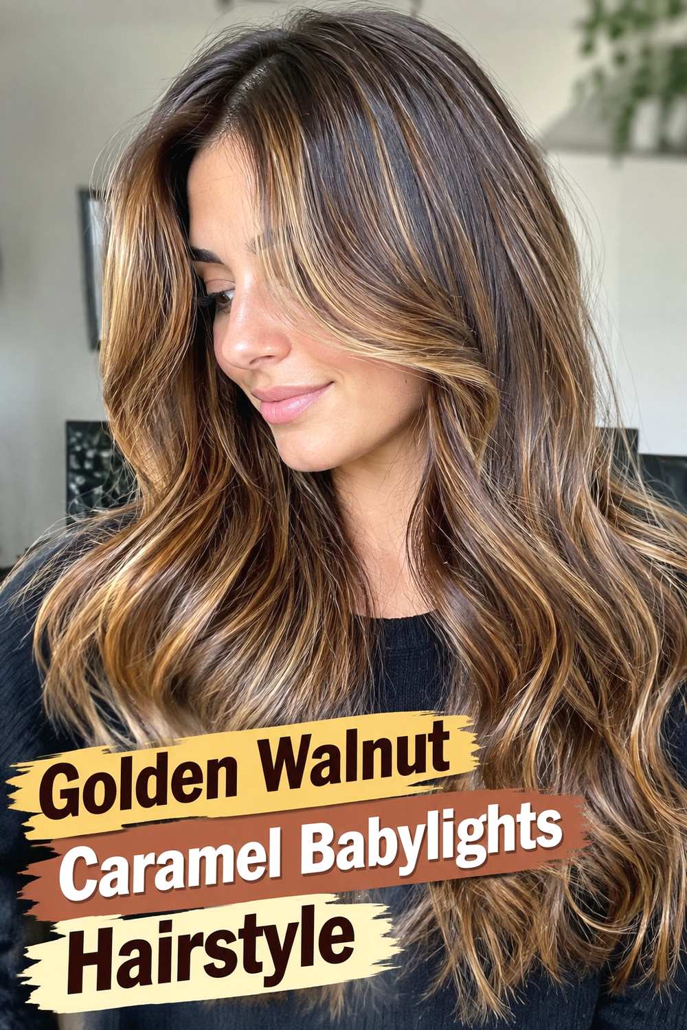 13. Golden Walnut Caramel Babylights Hairstyle