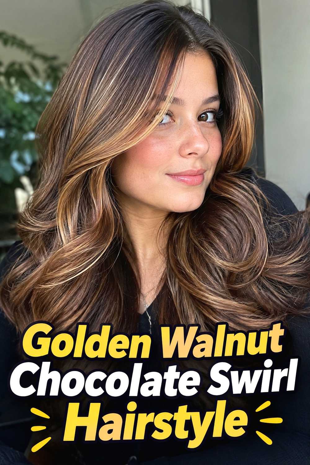 15. Golden Walnut Chocolate Swirl Hairstyle