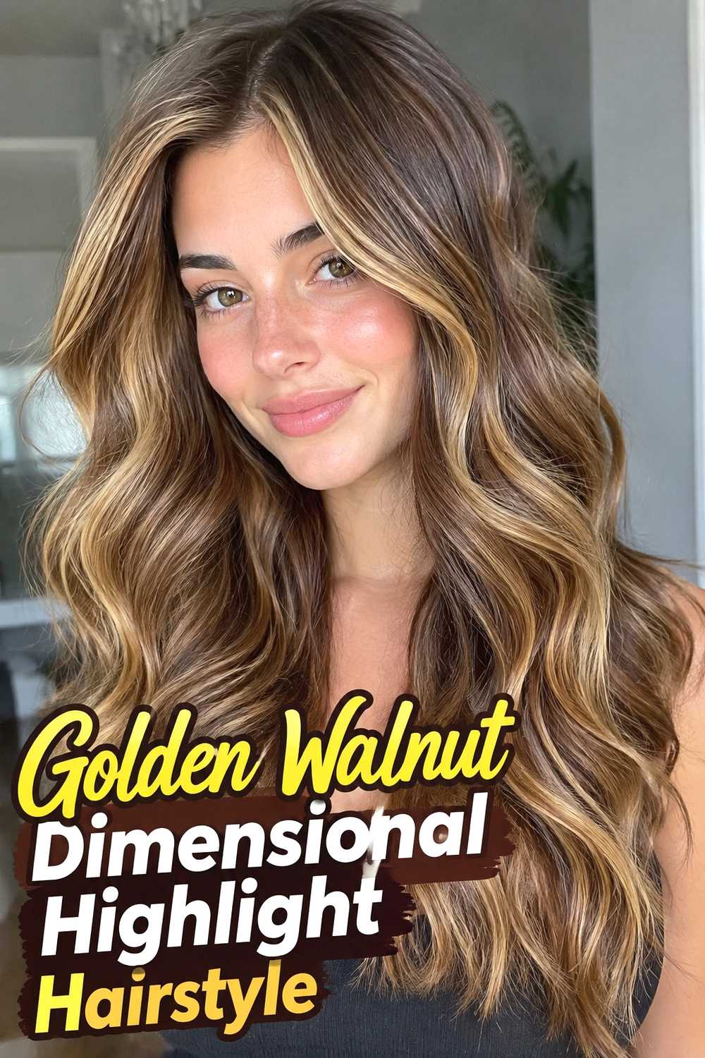 11. Golden Walnut Dimensional Highlight Hairstyle