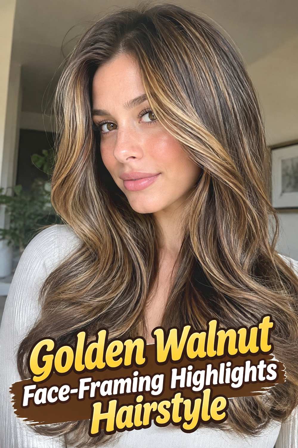 3. Golden Walnut Face Framing Highlights Hairstyle