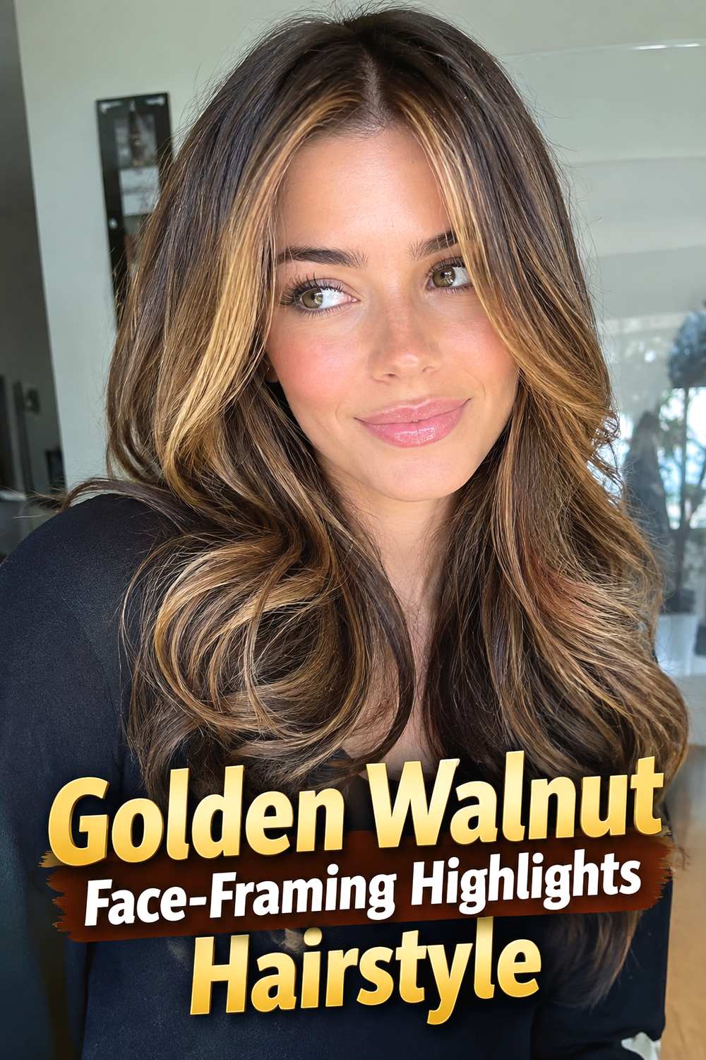 4. Golden Walnut Face Framing Highlights Hairstyle