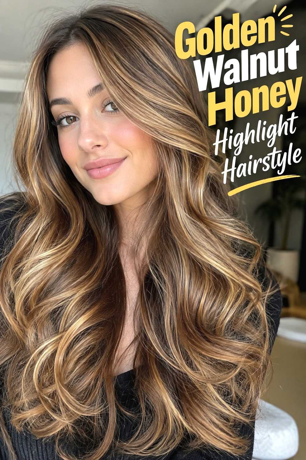 7. Golden Walnut Honey Highlight Hairstyle