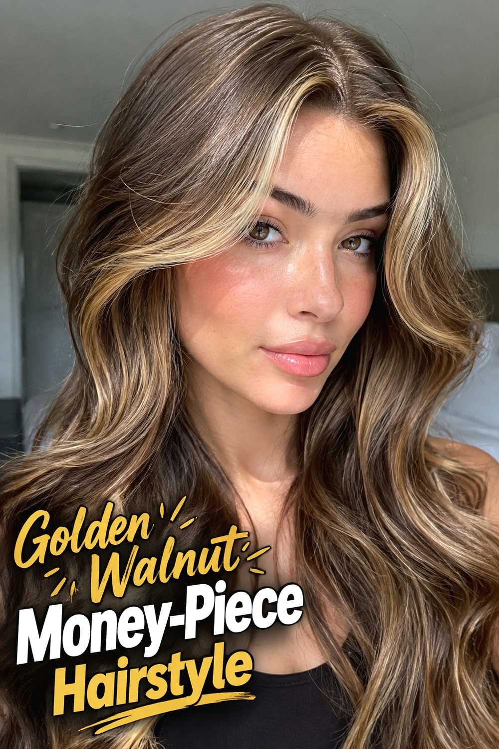 13. Golden Walnut Money Piece Hairstyle