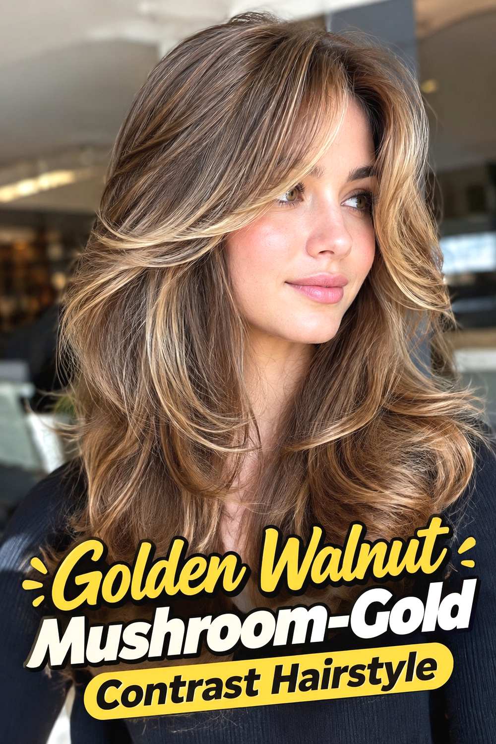 15. Golden Walnut Mushroom Gold Contrast Hairstyle
