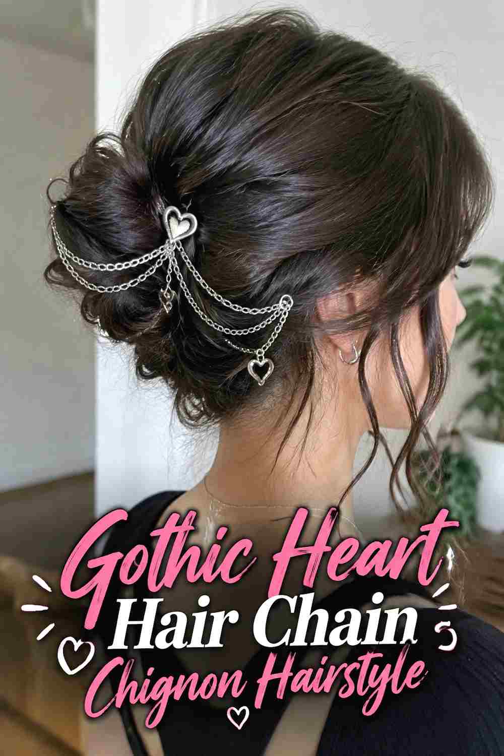 9. Gothic Heart Hair Chain Chignon Hairstyle