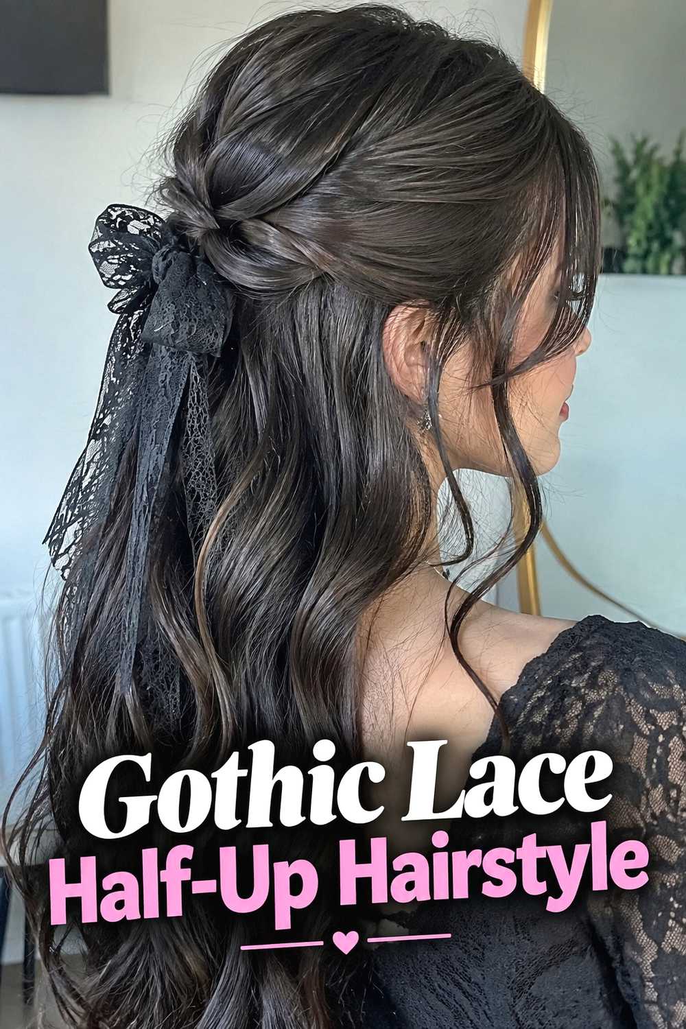2. Gothic Lace Half Up Hairstyle