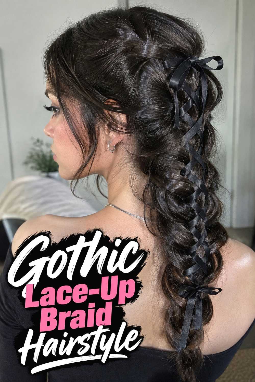 9. Gothic Lace Up Braid Hairstyle