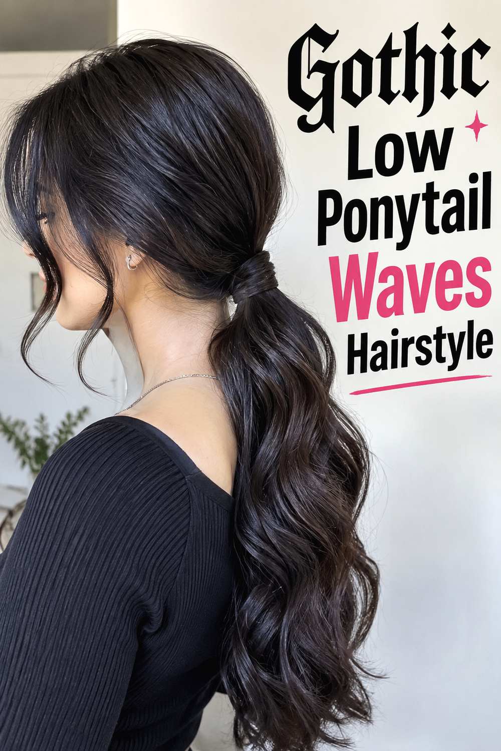 Gothic Low Ponytail Waves Hairstyle