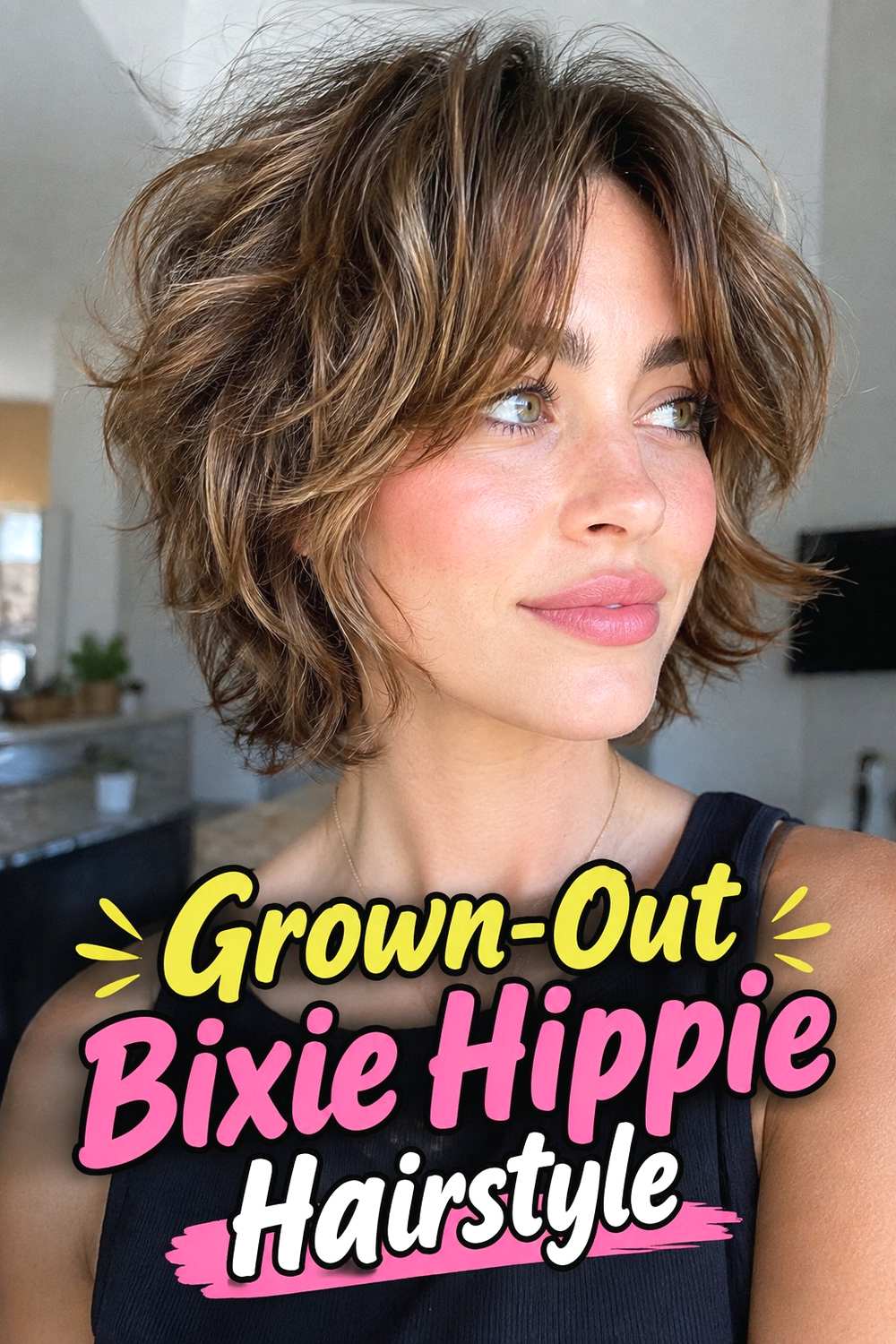 15. Grown Out Bixie Hippie Hairstyle
