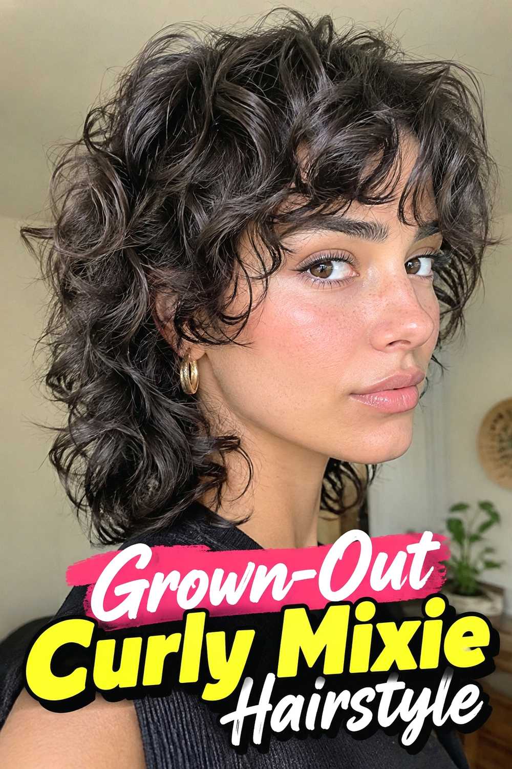 18. Grown Out Curly Mixie Hairstyle