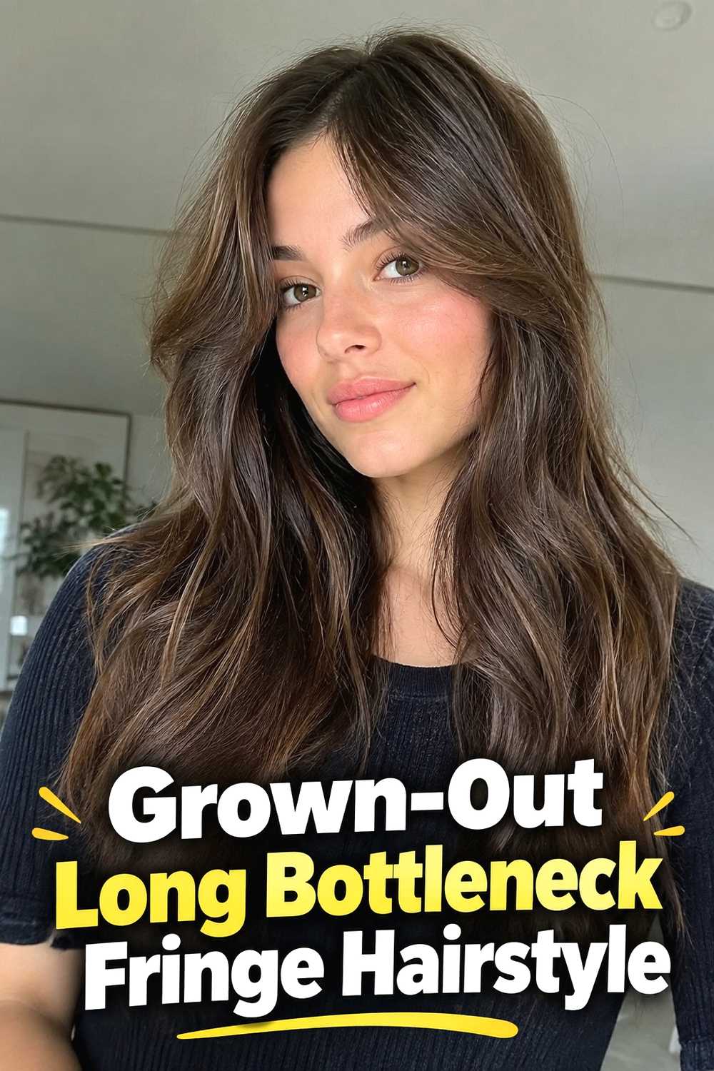 13. Grown Out Long Bottleneck Fringe Hairstyle