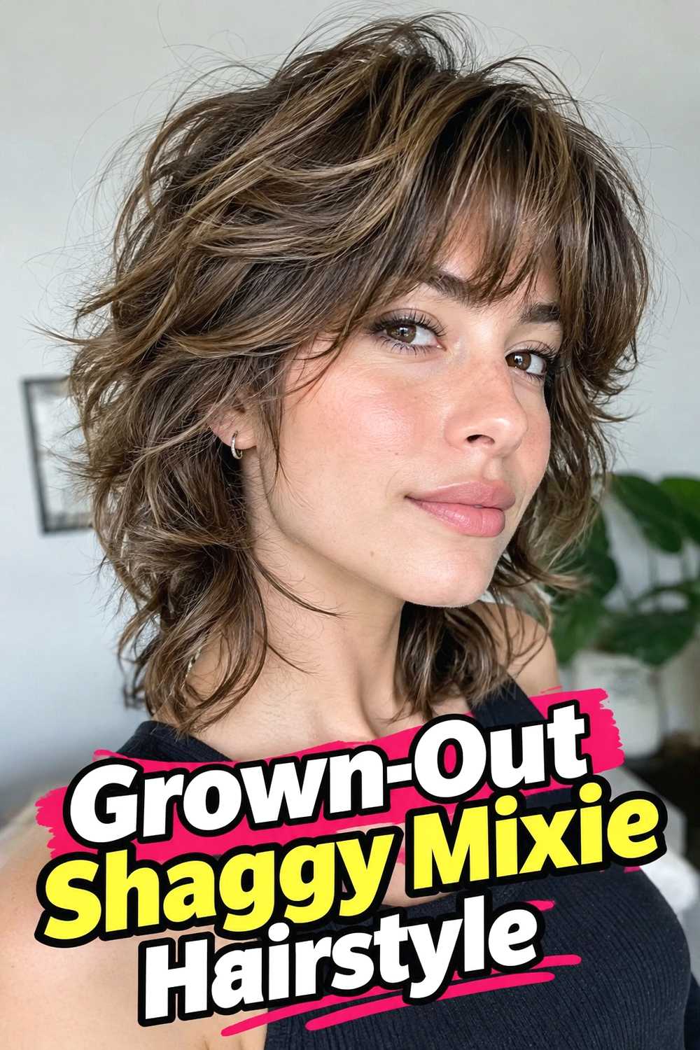 19. Grown Out Shaggy Mixie Hairstyle